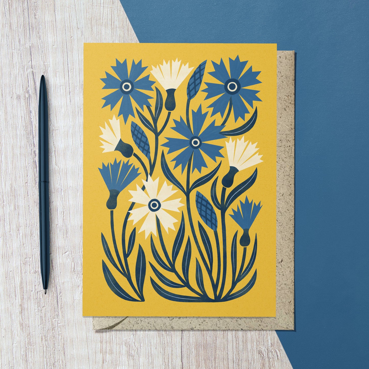 Cornflower | Modern-Retro Floral Reusable Greeting Card