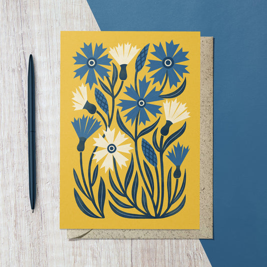 Cornflower | Modern-Retro Floral Reusable Greeting Card