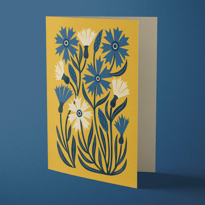 Cornflower | Modern-Retro Floral Reusable Greeting Card