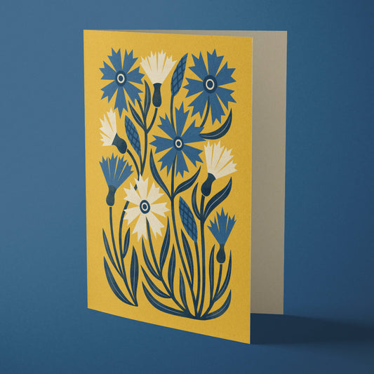 Cornflower | Modern-Retro Floral Reusable Greeting Card